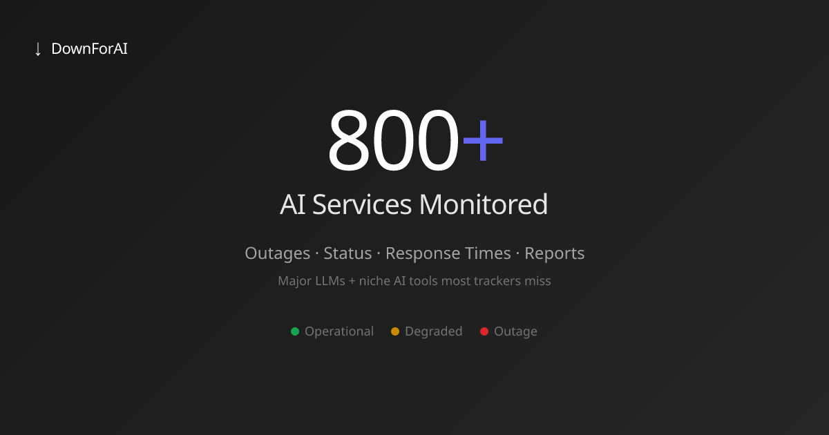 DownForAI — Real-time status & diagnostics for 800+ AI tools